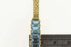 14K Yellow Gold Emerald Cut Blue Topaz Box Chain Vintage Bracelet