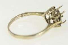 14K White Gold 7.25mm Sapphire Halo Engagement Setting Ring