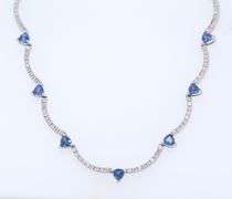 Dreamy White Gold Blue Sapphire and Diamond Necklace