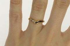 18K Yellow Gold Chevron Sapphire Diamond Vintage Band Ring