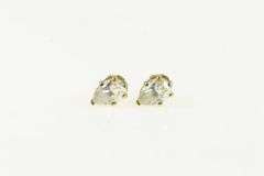 14K Yellow Gold Pear CZ Vintage Classic Solitaire Stud Earrings