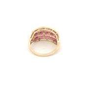14K Yellow Gold Oval Rubellite Vintage Squared Statement Ring