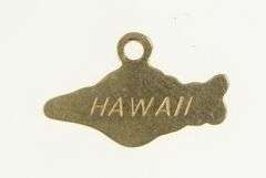 14K Yellow Gold Hawaii State Shape Cut Out Map Souvenir Charm/Pendant