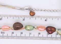 925 Sterling Silver Multi Color Pearl Necklace