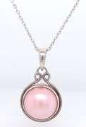 925 Sterling Silver Pink Pearl Pendant on Chain Necklace