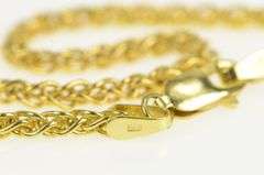 14K Yellow Gold 2.5mm Woven Wheat Link Ornate Palma Chain Necklace