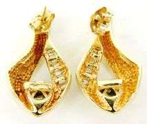 Vintage 14K Multi-Diamond Drop Earrings