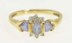 10K Yellow Gold Oval Tanzanite Diamond Vintage Statement Ring