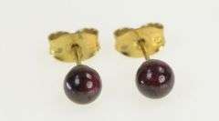 14K Yellow Gold 5.1mm Tourmaline Sphere Ball Vintage Stud Earrings