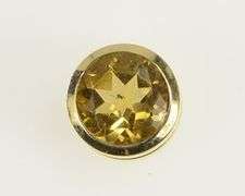 14K Yellow Gold Round Citrine Bezel Vintage Slide Statement Pendant