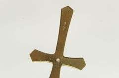 14K Yellow Gold Diamond Inset Retro Cross Christ Faith Charm/Pendant