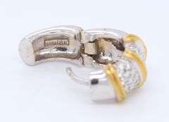 Roberto Coin White and Yellow Gold Diamond Hoop Earrings