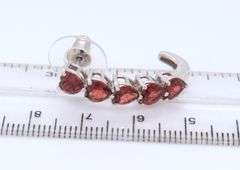 Set of 925 Sterling Silver Garnet Ring and Earrings