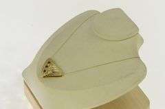 14K Yellow Gold Natural Ruby Chevron Ornate Triangle Slide Pendant