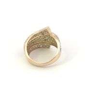 14K Yellow Gold Staurino Fratelli Pave Emerald Diamond Ring