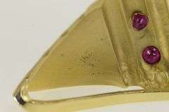 14K Yellow Gold Natural Ruby Chevron Ornate Triangle Slide Pendant