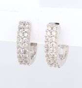 Stunning White Gold Two Row Diamond Huggie Earrings