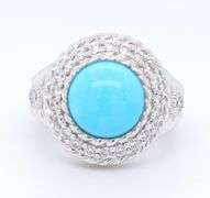 Judith Ripka Sterling Silver Dazzling Turquoise Ring