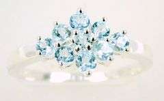 Prettiest Sterling Ring of Blue Topaz Stones, 6.75
