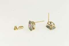 14K Yellow Gold Emerald Cut Mystic Topaz Vintage Stud Earrings