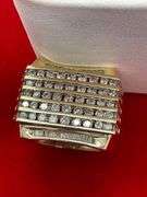 CERTIFIED 14K YELLOW GOLD MEN'S DIAMOND RING . 2.25 CARATS