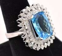 Ravishing 8.35CTS Sky Blue Topaz & 0.75CTW Diamond Ring in Sterling Silver