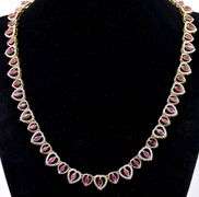 Mesmerizing 9.86CTW Marquise Cut Ruby & 5.00CTW Diamond Necklace in Gold Plated Sterling Silver