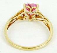 10K Pink Sapphire Heart Ring, Size 6.5