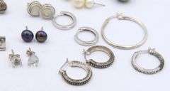 Group Lot of Vintage 925 Sterling Silver Earrings