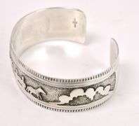 Native American Cuff Bracelet In Sterling Silver