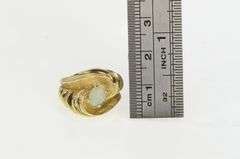 14K Yellow Gold Oval Natural Opal Retro Swirl Statement Ring