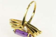 14K Yellow Gold Oval Amethyst Diamond Vintage Statement Ring