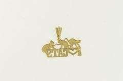14K Yellow Gold I Love Cats Pet Lover Word Cut Out Charm/Pendant