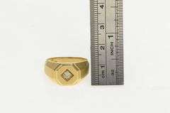 14K Yellow Gold Retro Diamond Squared Vintage Statement Ring