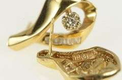 14K Yellow Gold Diamond Baguette Loop Twist Design Stud Earrings