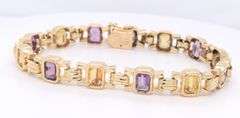 Powerful Yellow Gold 11ctw Amethyst and Citrine Bracelet