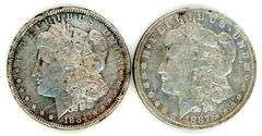 2 Different Morgan Silver Dollars: 1884 & 1887-O