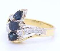 Handsome Yellow Gold Sapphire and Diamond Cluster Ring