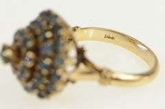 14K Yellow Gold Sapphire Domed Layered Cocktail Statement Ring