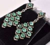 Elegant 7.10CTW Emerald & 0.96CTW Diamond Earrings in Sterling Silver