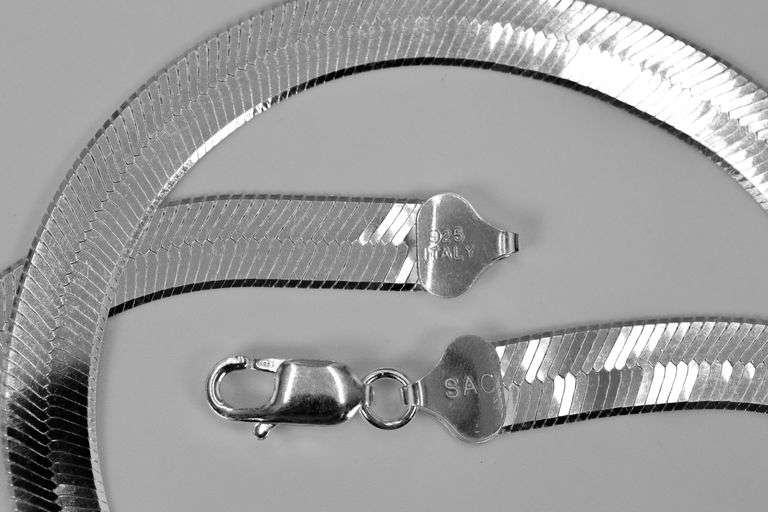 Sterling Silver Wide Herringbone Necklace 8.9mm Italy Solid 925 Italian Chain 24"