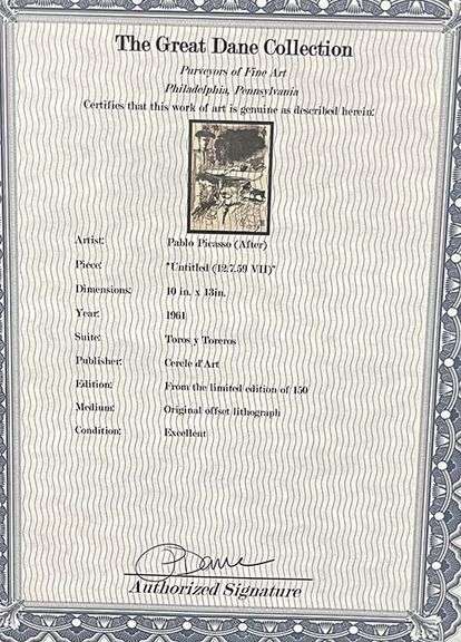 Very Collectible Pablo Picasso Lithograph from Toros y Toreros Circa 1961