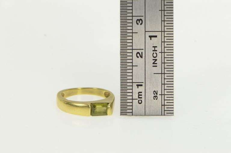 14K Yellow Gold Emerald Cut Peridot Geometric Stackable Band Ring