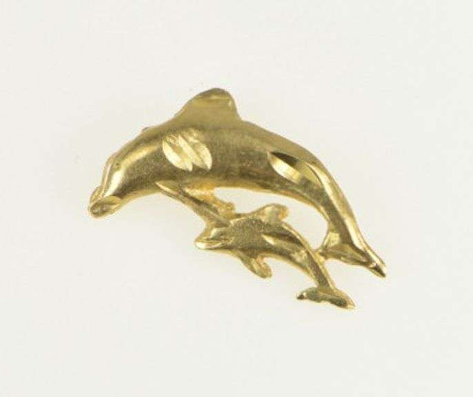 14K Yellow Gold Jumping Dolphin Ocean Animal Marine Life Charm/Pendant