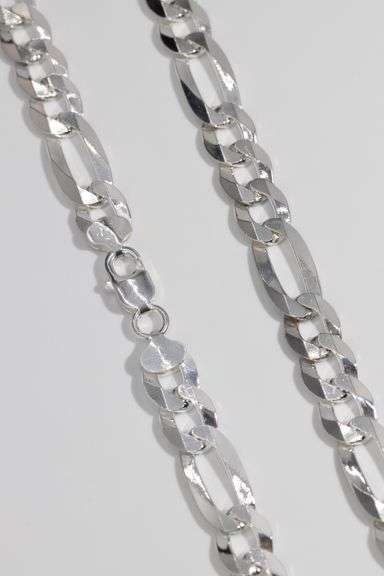 .925 Sterling Silver 11mm Figaro Link Chain 22 Inch