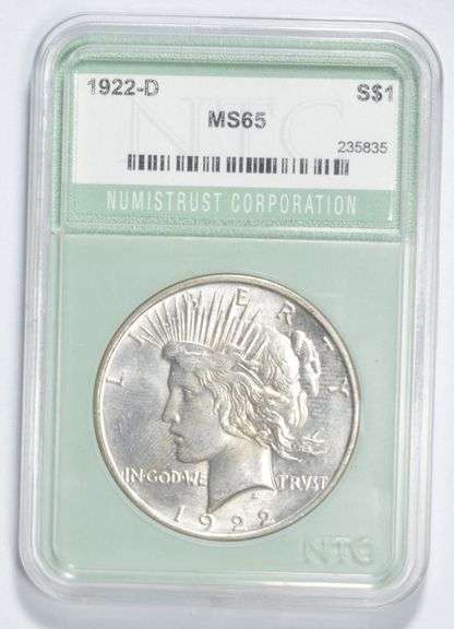 MS65 1922-D Peace Silver Dollar - Graded NTC