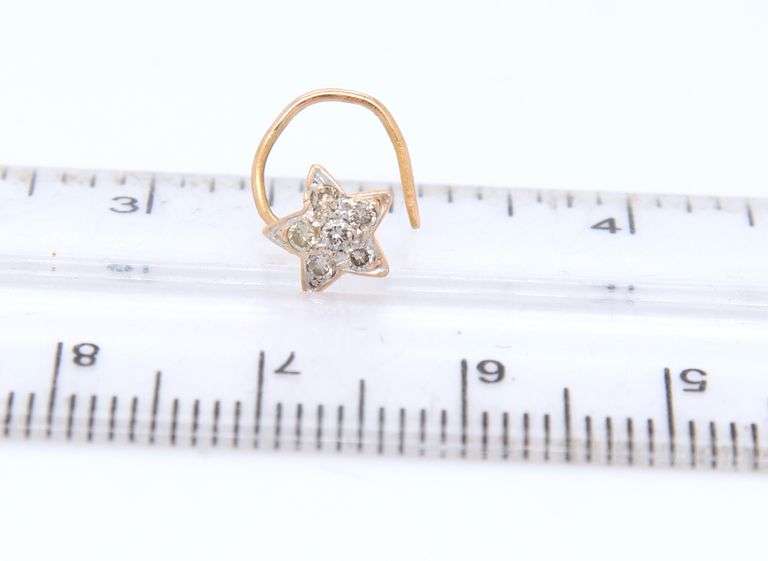 Cute Yellow Gold Diamond Star Nose Ring