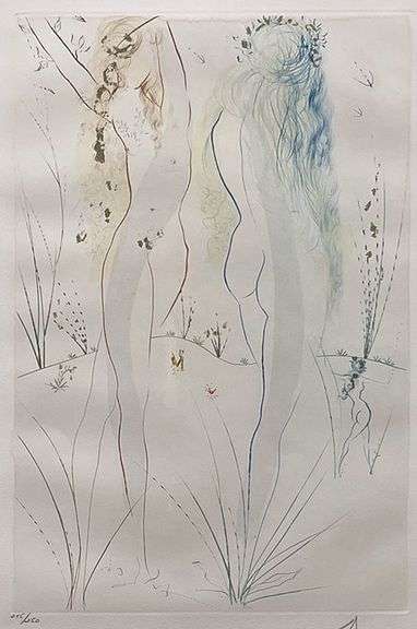 Rare Hand Signed Salvador Dali Etching with Gold Dust Cirac 1971