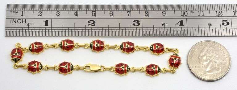 Sweet 14k Lady Bug Bracelet