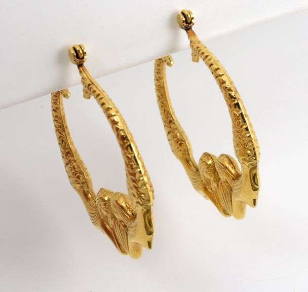 Fun 14k Kissing Mermaid Hoop Earrings